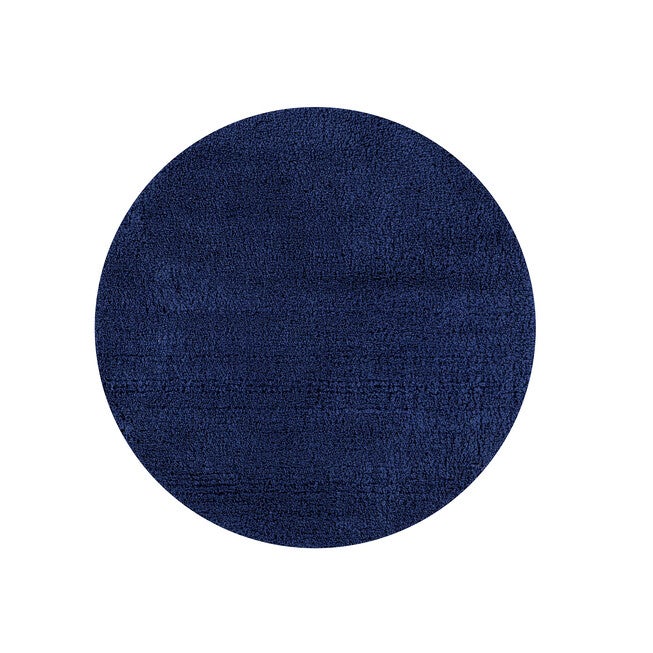 Micro Plush Collection 100% Polyester 30 inches Round Bath Rug, NAVY, hi-res image number 0