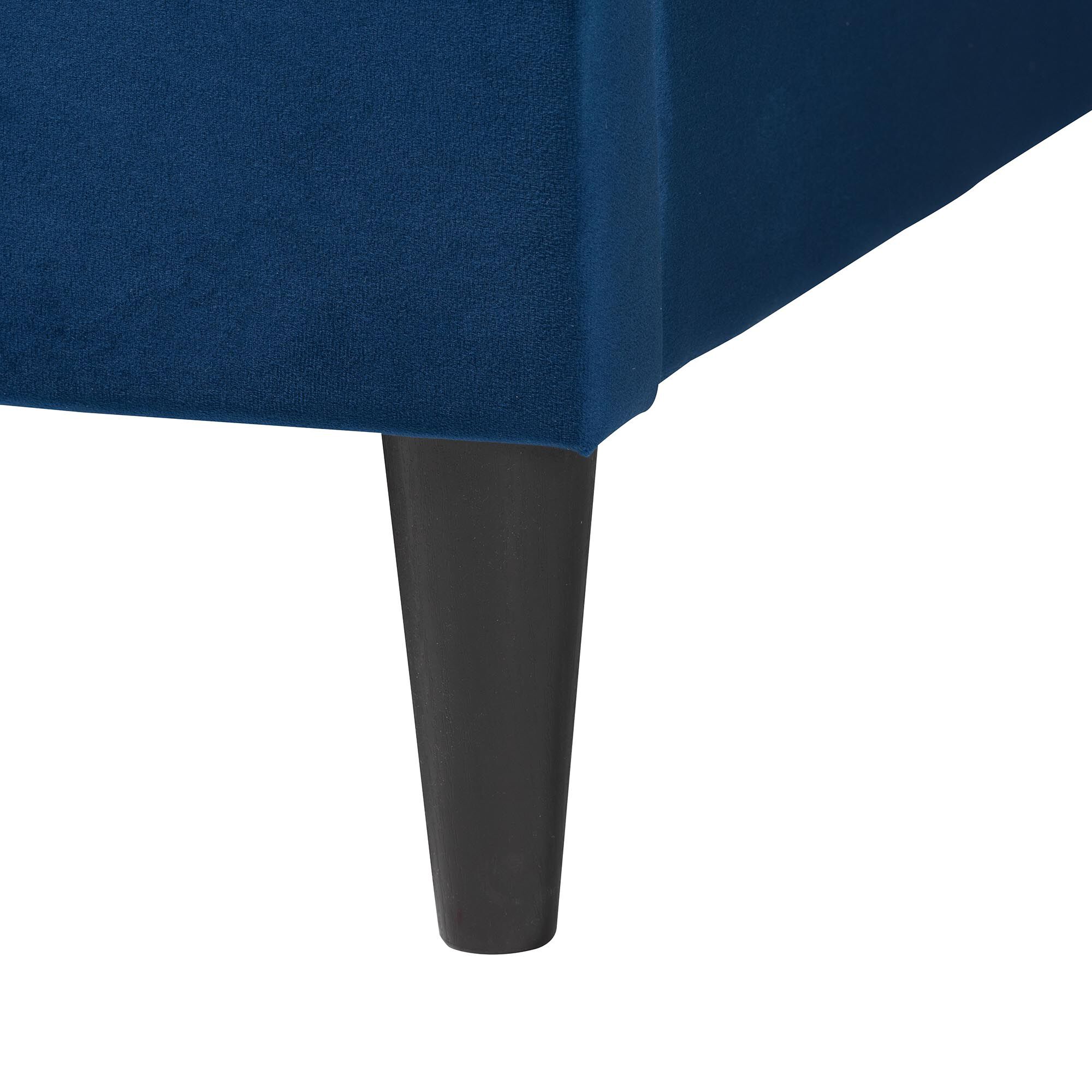 Payne Modern Glam Grey Velvet and Dark Brown Wood Queen Bed, NAVY, alternate image number 5