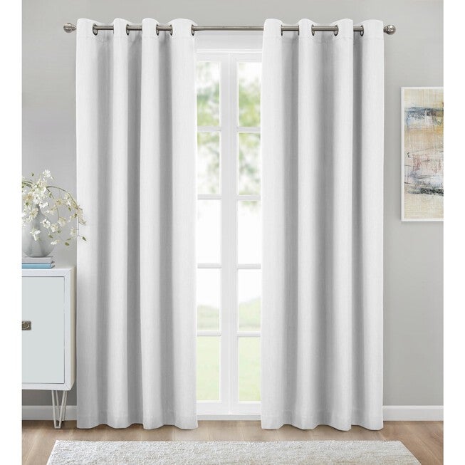 Kelly Blackout Grommet Curtain Panel, WHITE, hi-res image number 0