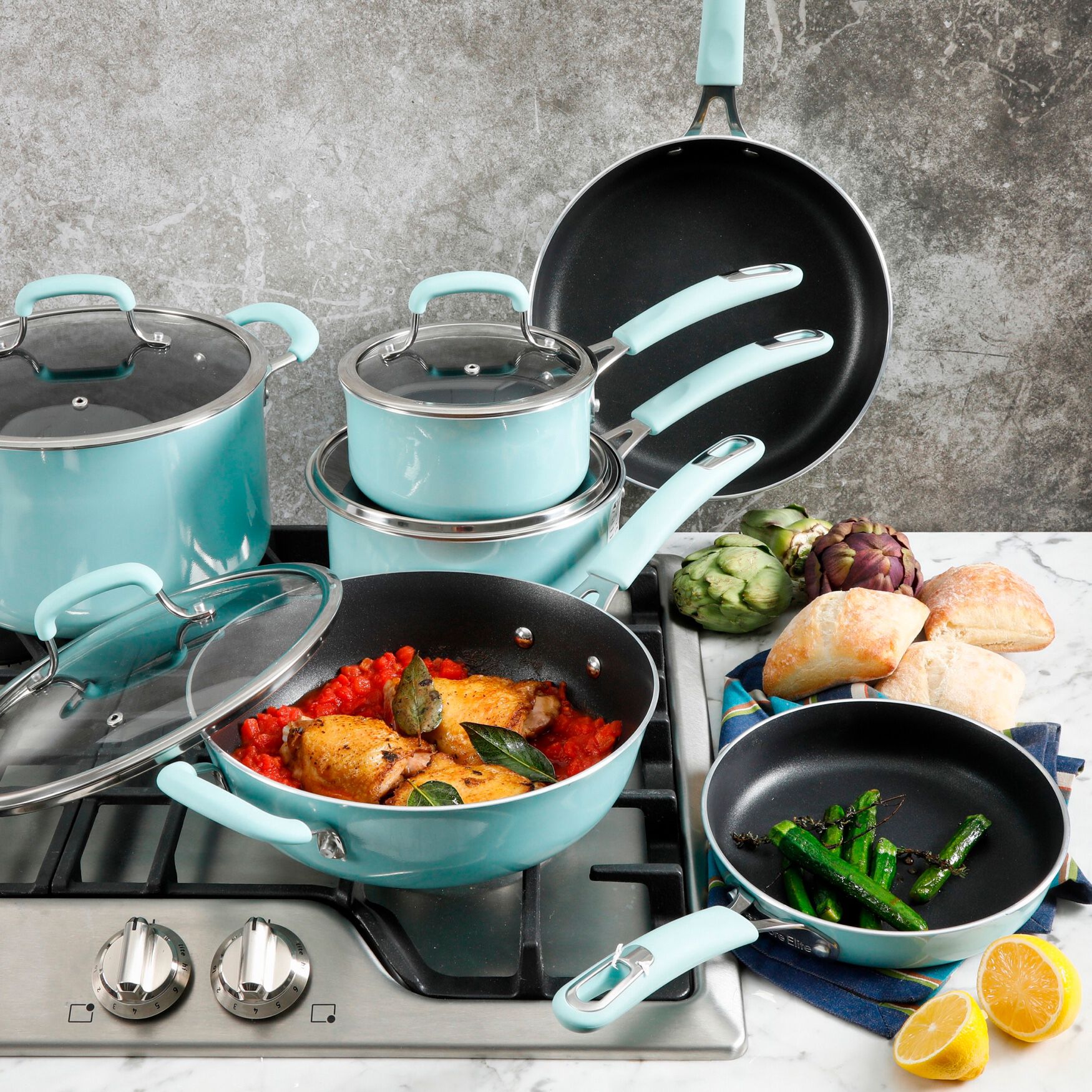 10 PC Kenmore&reg; Elite Non-Stick Cookware Set