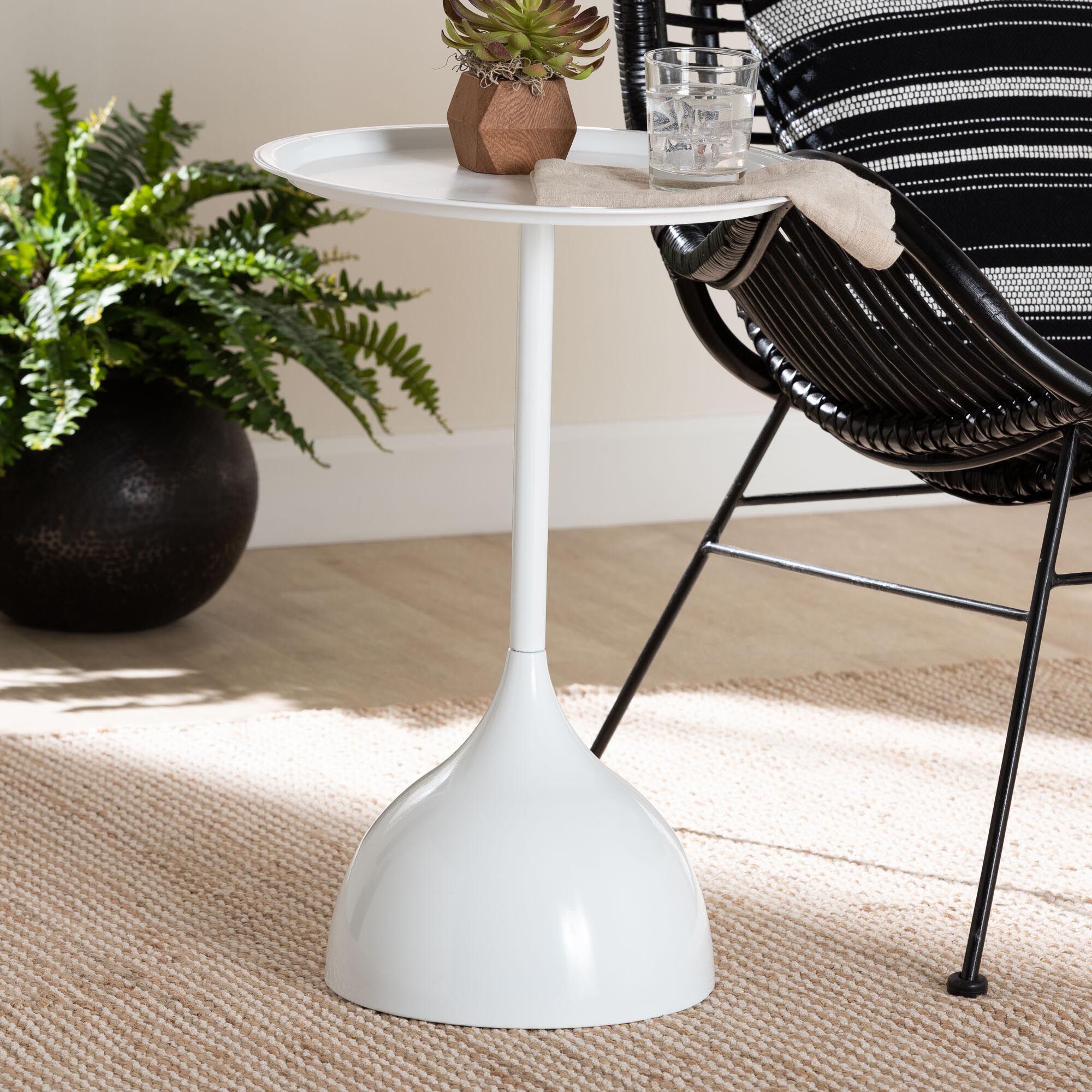 Webb Black Metal Pedestal Side Table, WHITE, alternate image number 6
