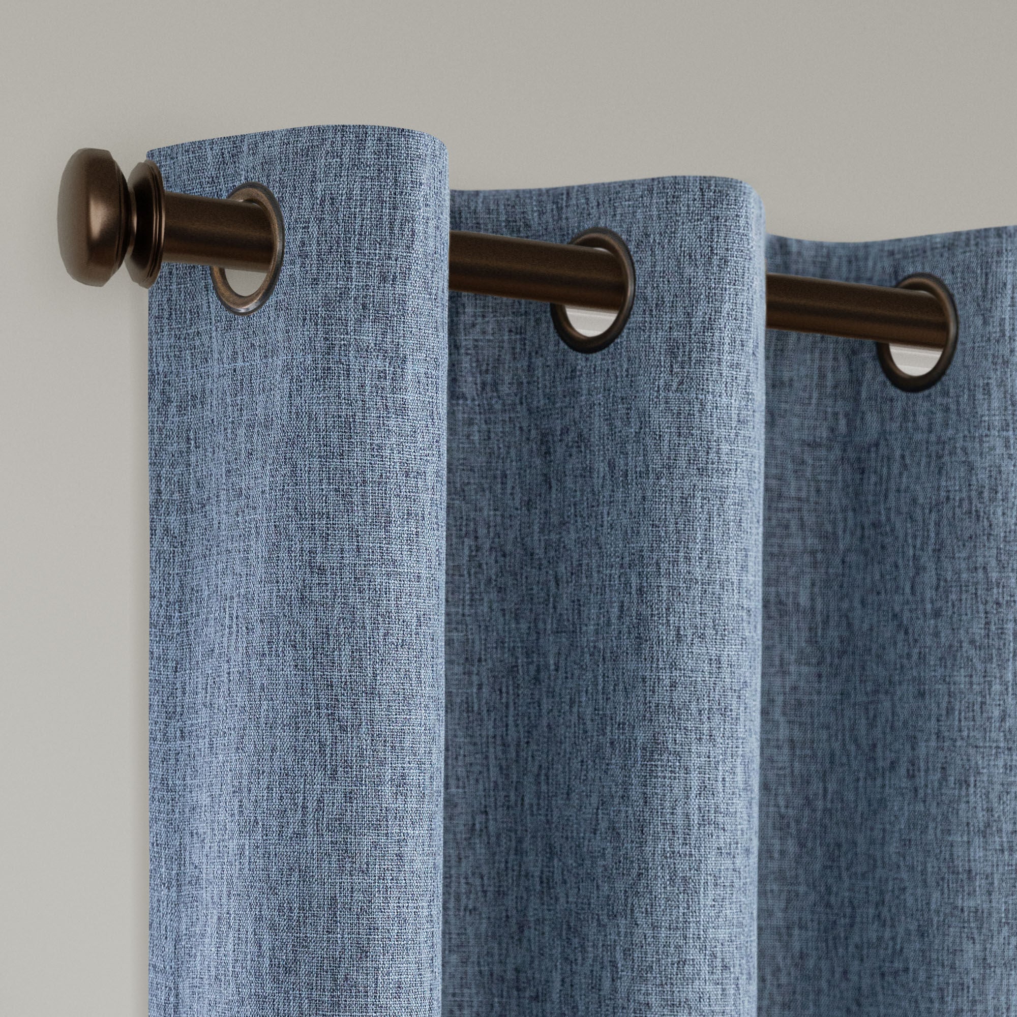 Linen Texture 100% Blackout Grommet Pair, HEATHER NAVY, alternate image number 2