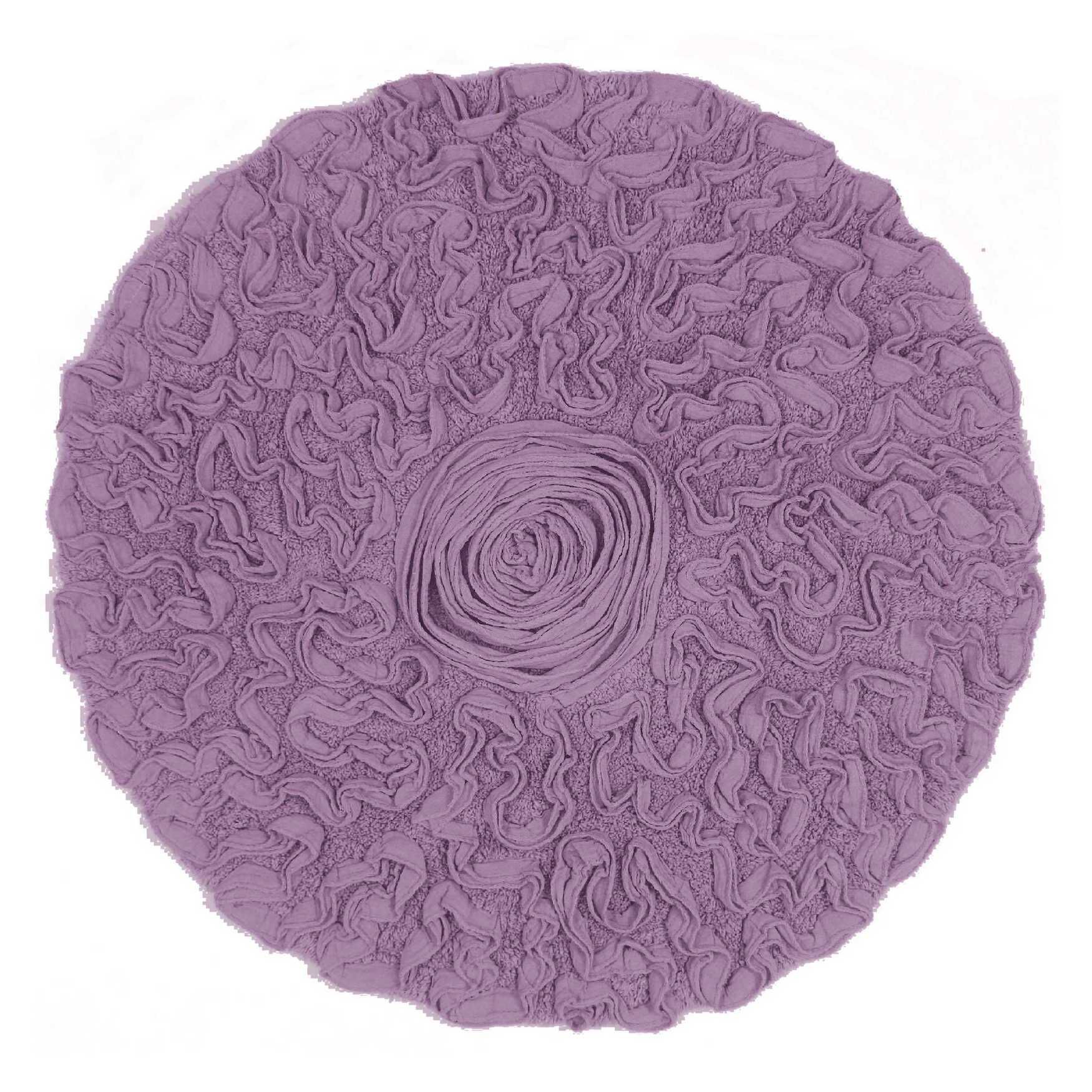 Bell Flower Round Bath Rug Collection, PURPLE, hi-res image number 0