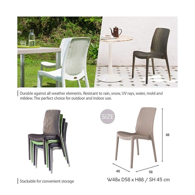 Set of 4 Rue Stackable Outdoor Dining Chairs, BROWN, alternate image number 4