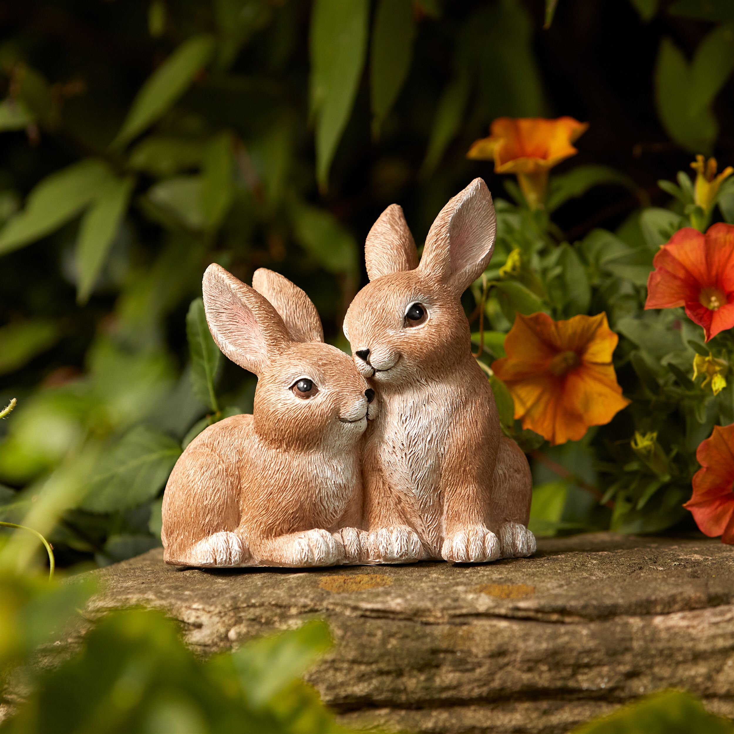 Woodland Bunny Couple Figurine (Set of 2), BEIGE, alternate image number 1