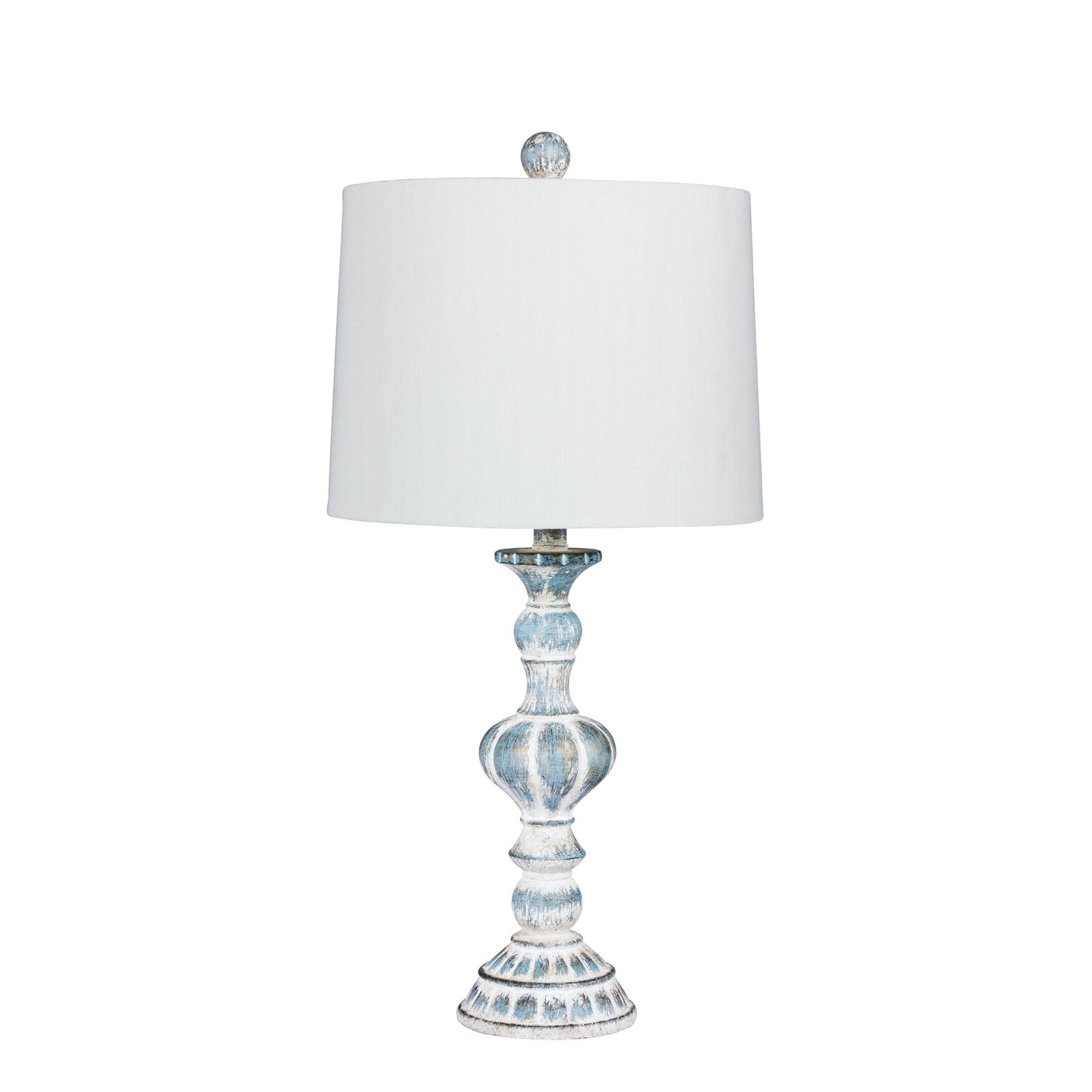 26.5 inches Cottage Antique Blue Resin Table Lamp, , on-hover image number 1