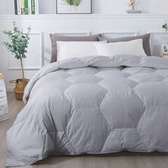 Honeycomb Stitch Down Alternative Comforter, Glacier Grey