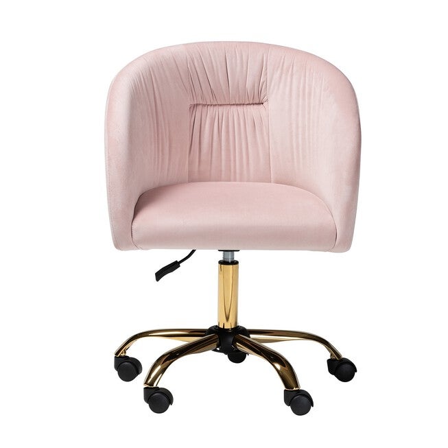 Ravenna Contemporary Glam And Luxe Aqua Velvet Fabric And Gold Metal Swivel Office Chair, , alternate image number 7