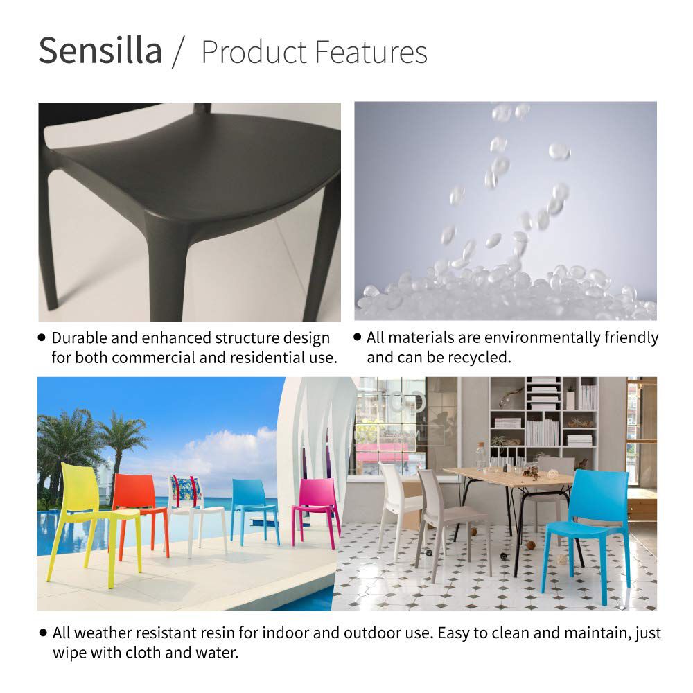 Set of 2 Sensilla Stackable Outdoor Dining Chairs, ORANGE, alternate image number 6