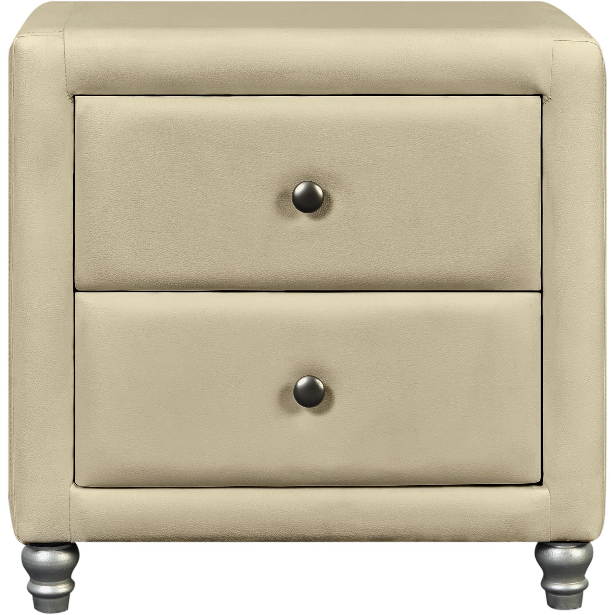 Hindes Upholstered Platform Bed, Gray, Full with 1 Nightstand, BEIGE, alternate image number 3