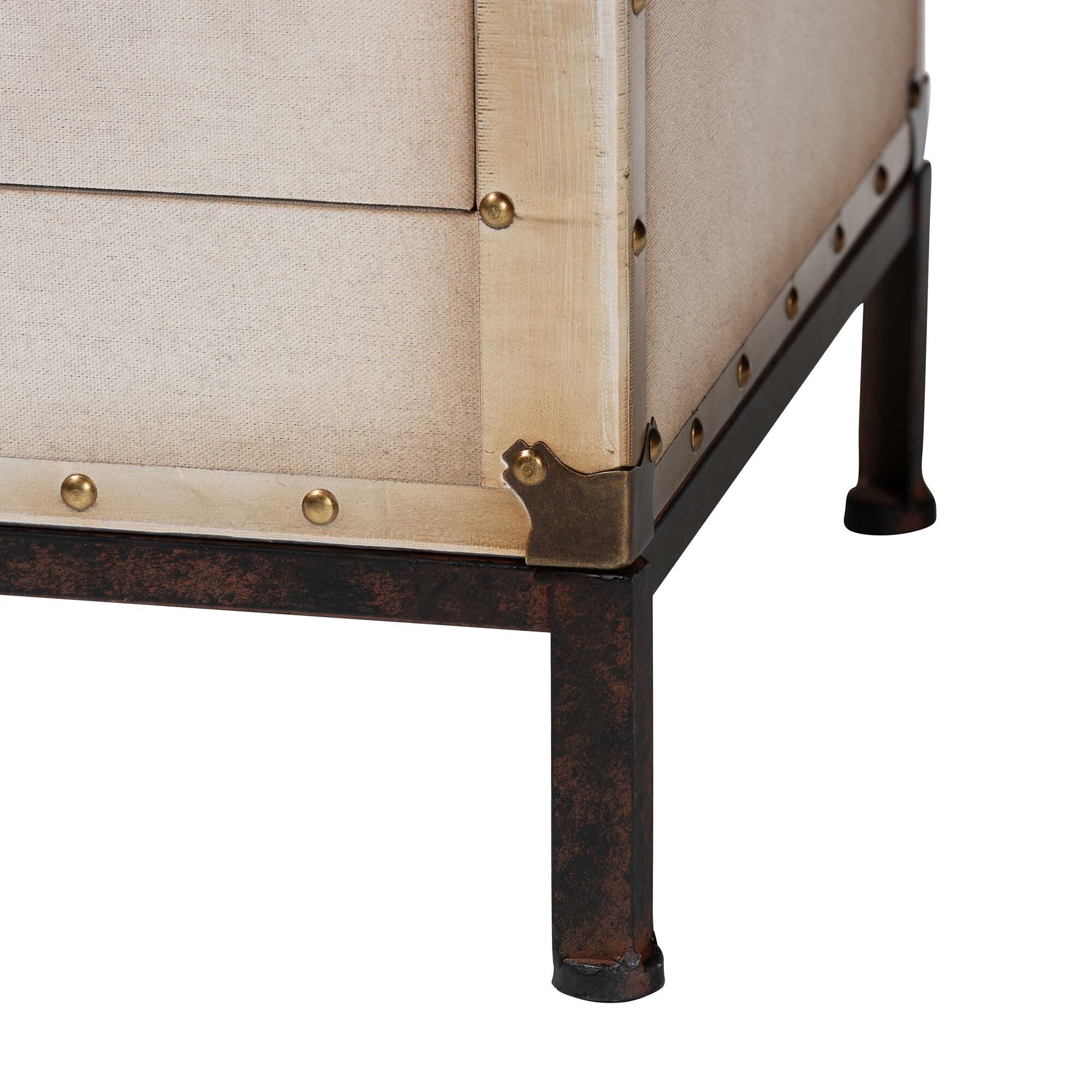 Laura Vintage White Canvas 2-Drawer End Table Trunk, WHITE, alternate image number 6