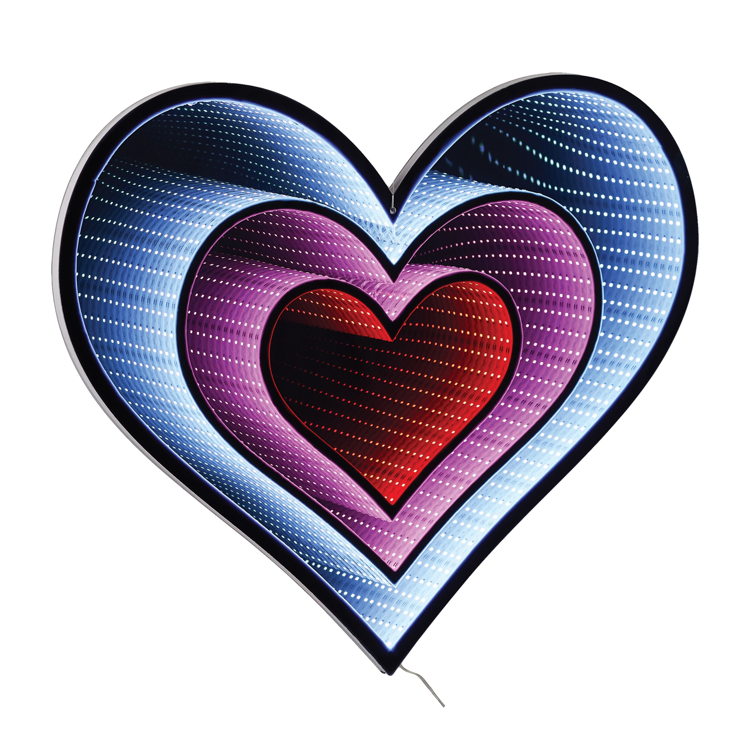 Hanging Triple Heart Ekko Light Display 23.5 inchesH, RED PINK WHITE, hi-res image number 0