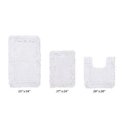 Shaggy Border Bath Rug Mat, 3 Piece Set, (17" X 24" | 20" X 20" | 21" X 34")