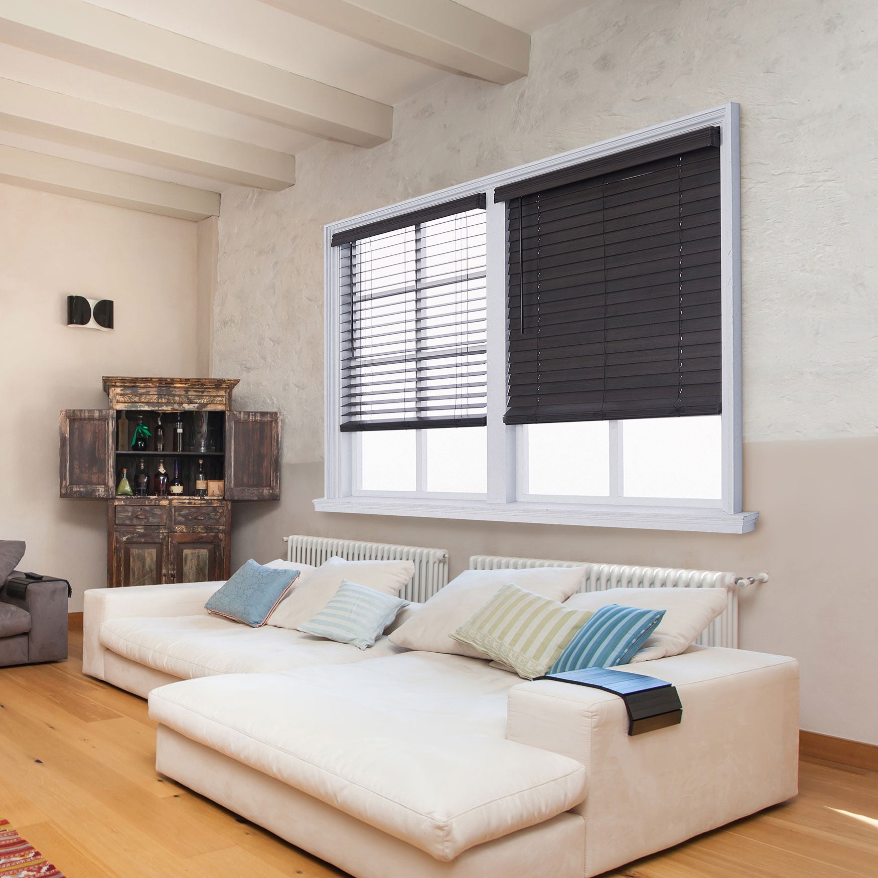 Cut-To-Width 2&frac12;" Distressed FW Blind, DARK GRAY, hi-res image number 0