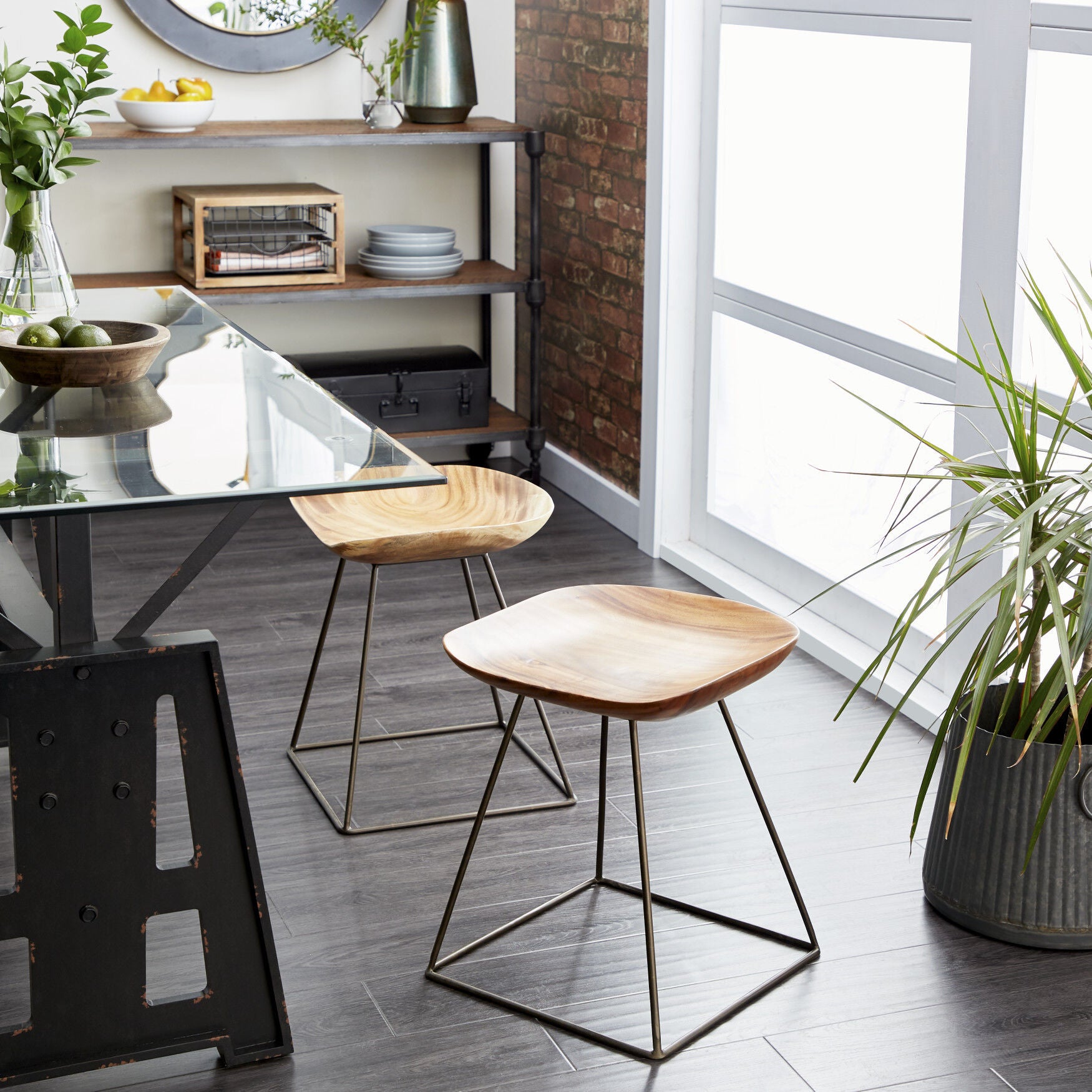 Brown Iron Rustic Stool, , alternate image number 6