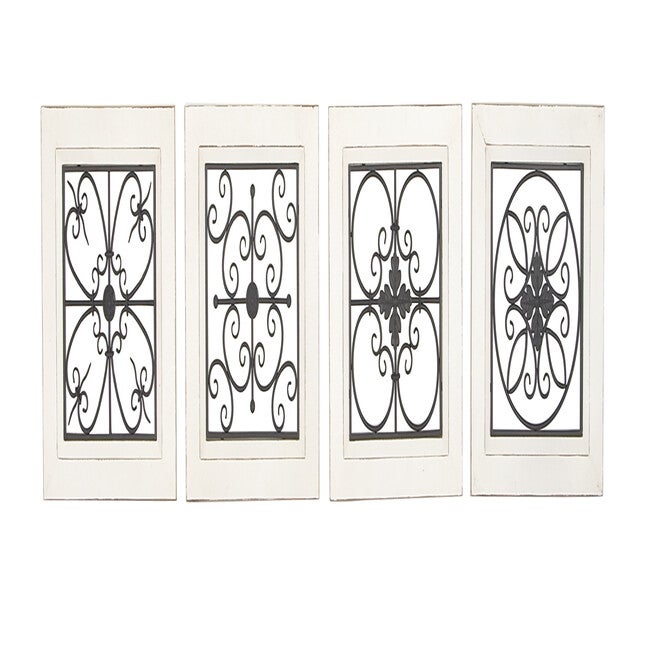 Set Of 4 Black Wood Farmhouse Wall Décor, BLACK, hi-res image number null