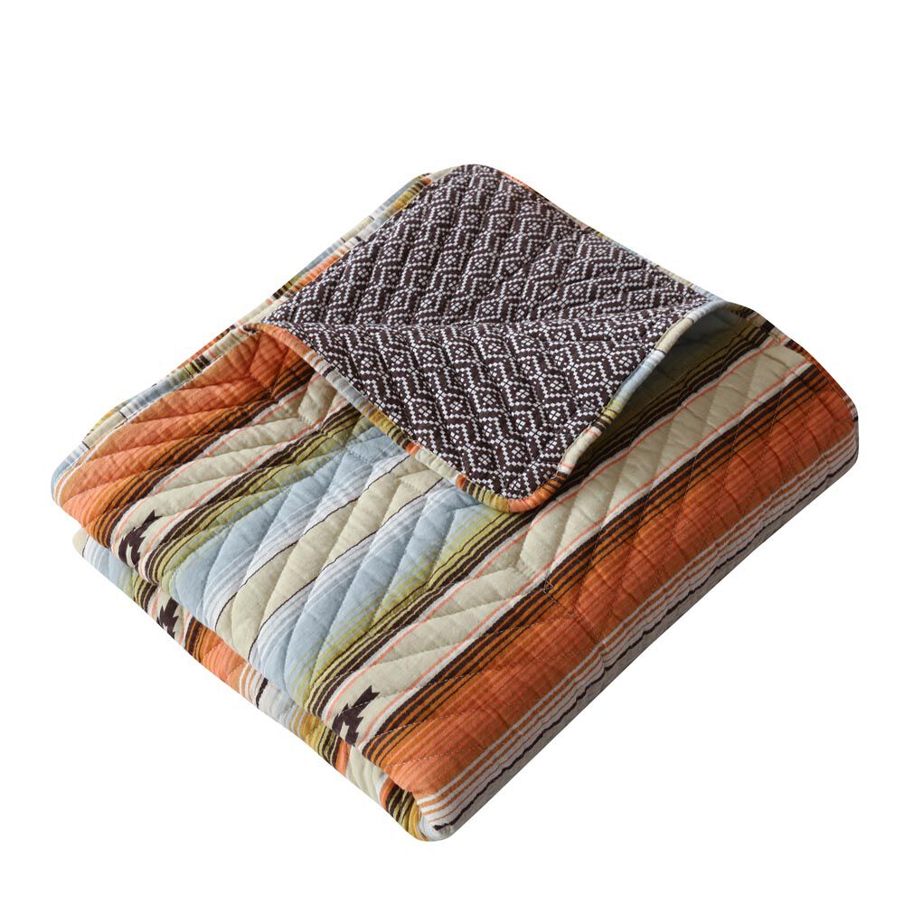Painted Desert Boho Chic Quilted Throw Blanket, Sapphire, SAPPHIRE, alternate image number 1