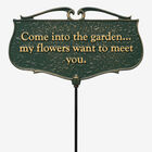 Come Into The Garden My Flowers Want To Meet You - Garden Sign, GREEN, hi-res image number null