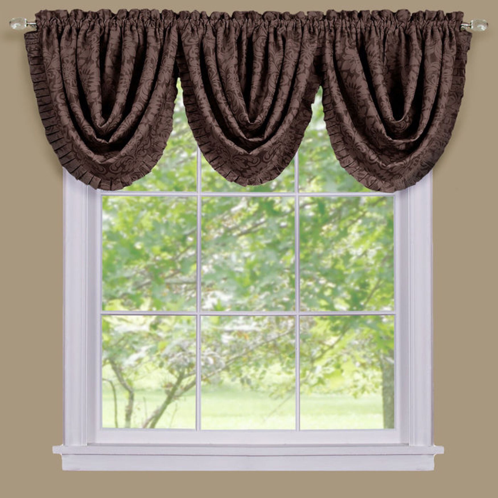 Ombre Waterfall Valance, BROWN, hi-res image number 0