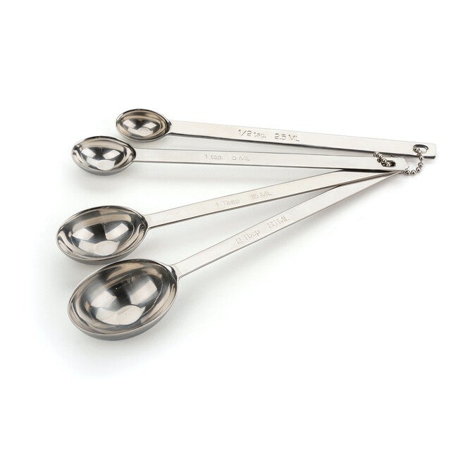 Long Handle Stainless Steel Measuring Spoon, Set 4, GRAY, hi-res image number 0