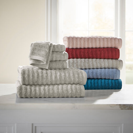 6-PC. Set, Ribbed Towel Collection, GRAY, hi-res image number null