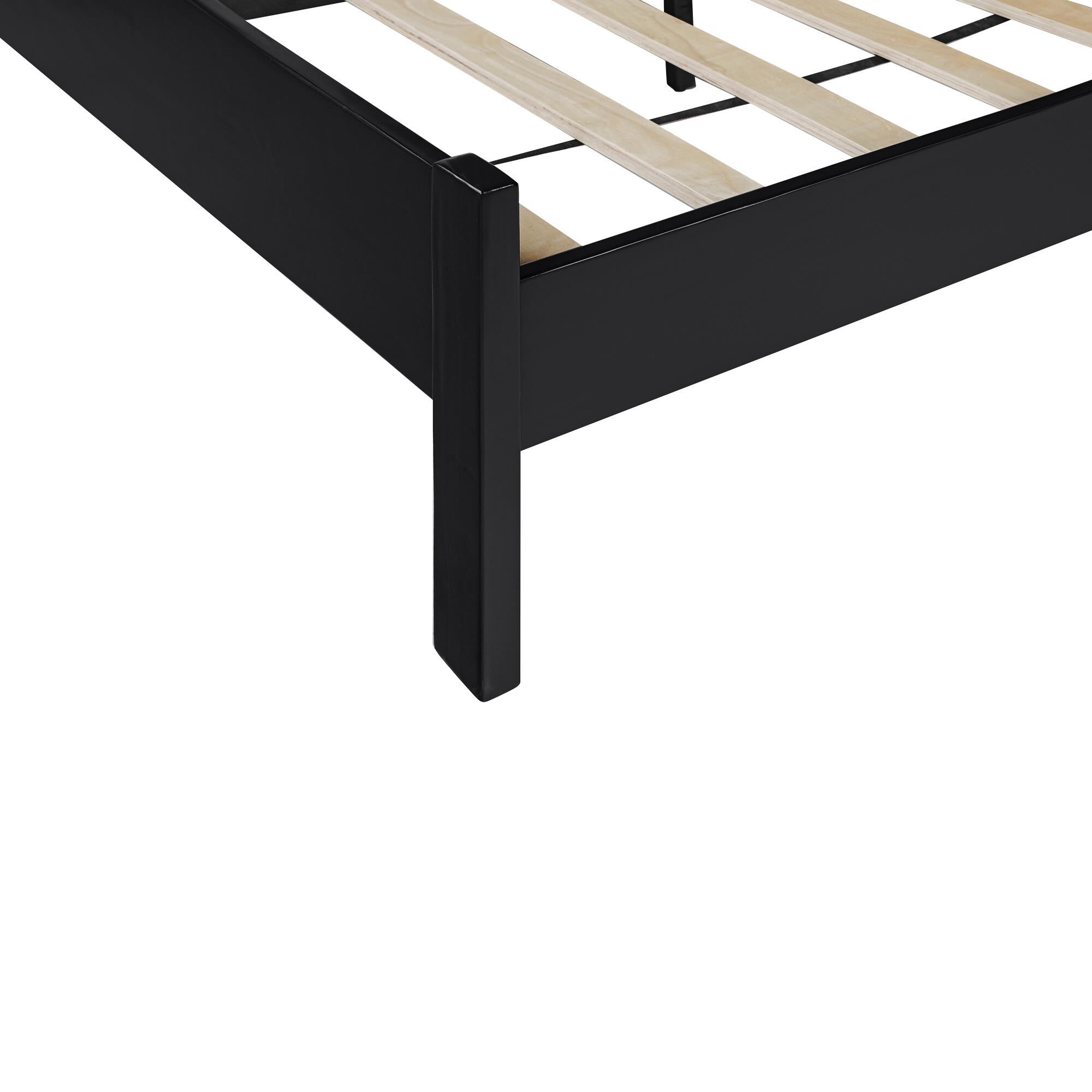 Graham Wooden Platform Bed in Walnut, King with 2 Nightstands, BLACK, alternate image number 5