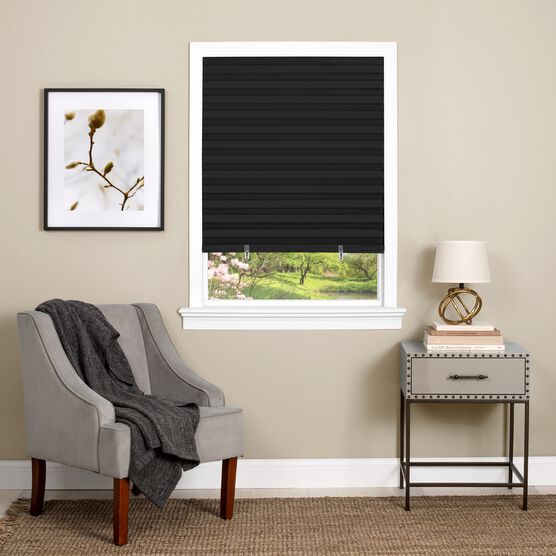 Cordless 1-2-3 Vinyl Room Darkening Pleated Window Shade, BLACK, hi-res image number null