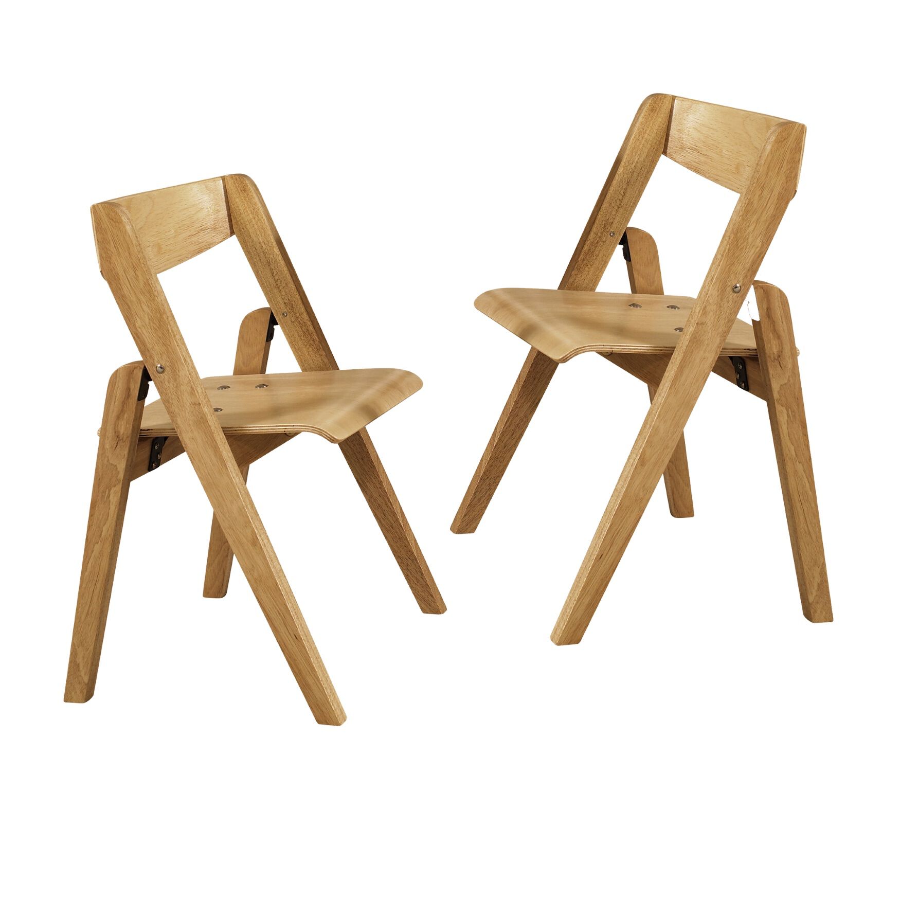Stylish Juvenile Folding Chairs, Set Of 2, Natural Roaman's