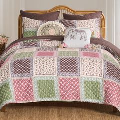 Priya Elegant Earthy Boho Patchwork Reversible Quilt Set