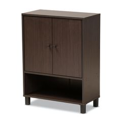 Rossin Wood 2-Door Entryway Shoe Storage Cabinet W Bottom Shelf Furniture