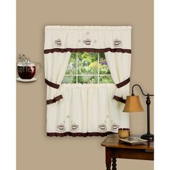 Cuppa Joe Embellished Cottage Window Curtain Set