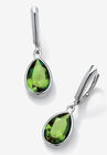 Sterling Silver Drop Earrings Pear Cut Simulated Birthstones, AUGUST, hi-res image number null
