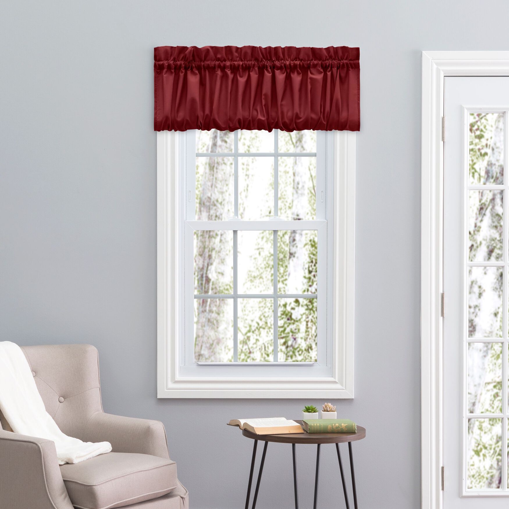 Stacey Curtain Balloon Valance, MERLOT, hi-res image number 0