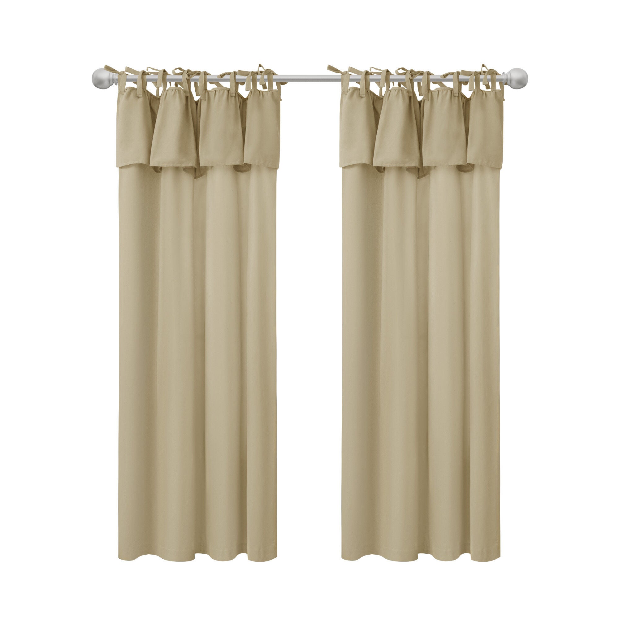Recycled Cotton Blend Ruffle Tie Top Curtain Pair, LINEN, alternate image number 6