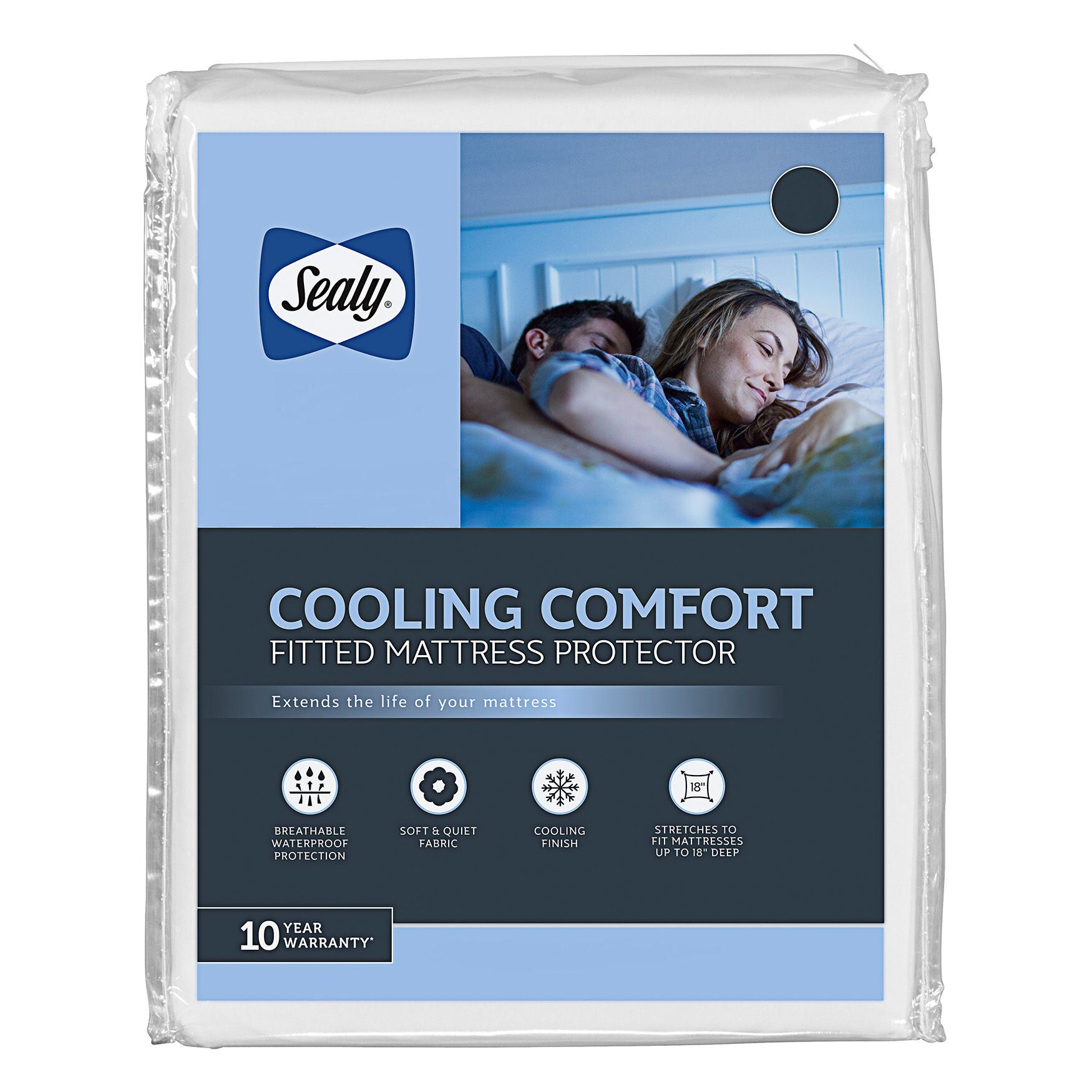 Sealy Cool Comfort Mattress Protector, WHITE, hi-res image number 0