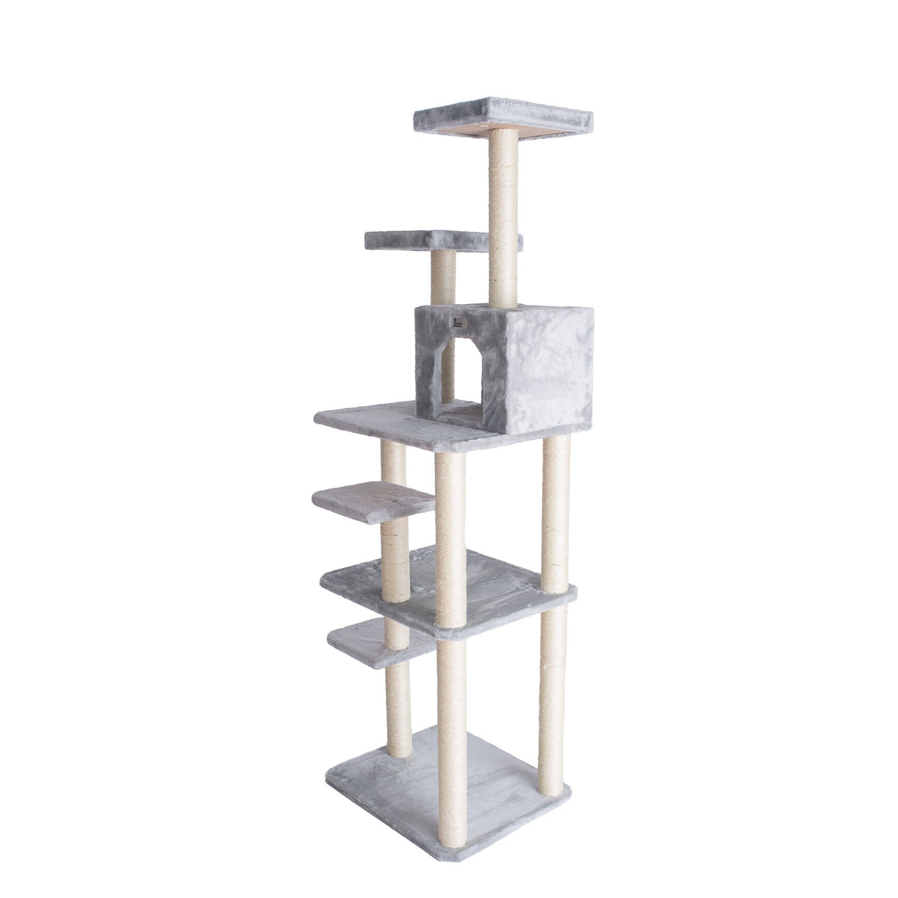 Gleepet 74 inches Real Wood Cat Tree With Seven Levels, Silver Gray, , alternate image number 7