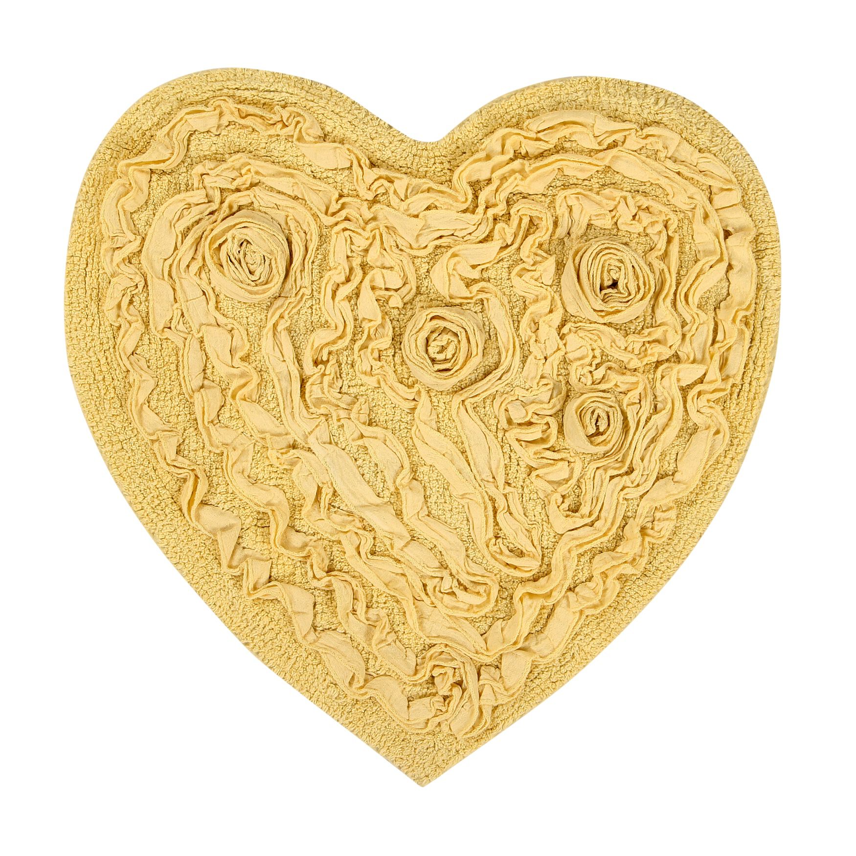 Bellflower Heart Bath Rug, YELLOW, hi-res image number 0