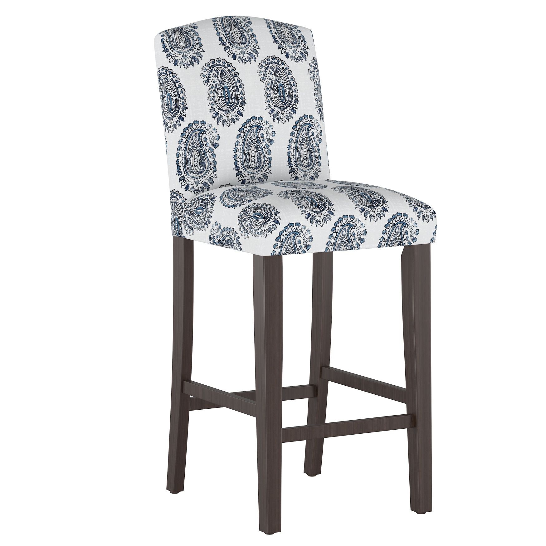 Block Paisley Camel Back Barstool, BLOCK PAISLEY NAVY, hi-res image number 0