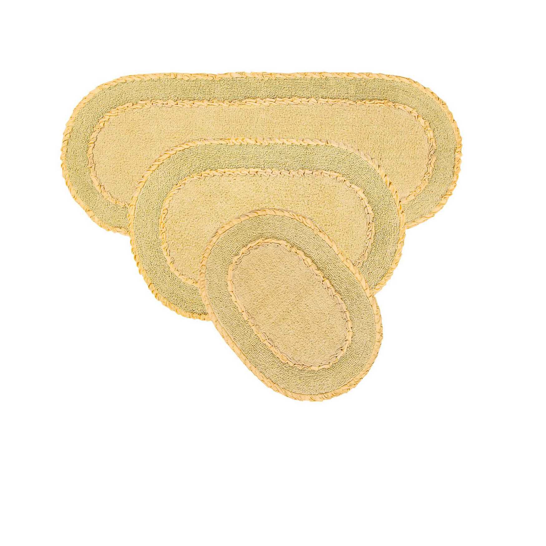 Double Ruffle 3 Piece Set Bath Rug Collection, BUTTER, hi-res image number 0
