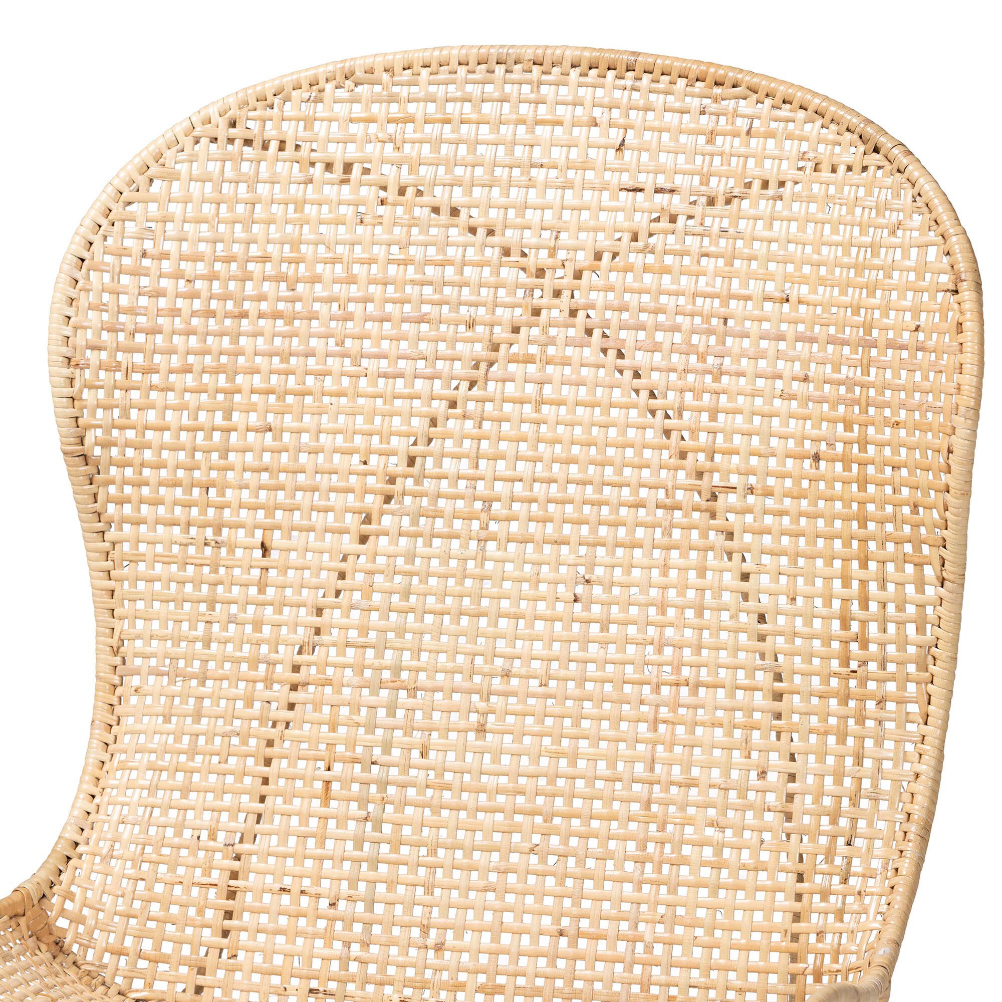 Sabelle Japandi Greywashed Rattan and Black Metal 2-Piece Dining Chair Set, NATURAL BROWN, alternate image number 5