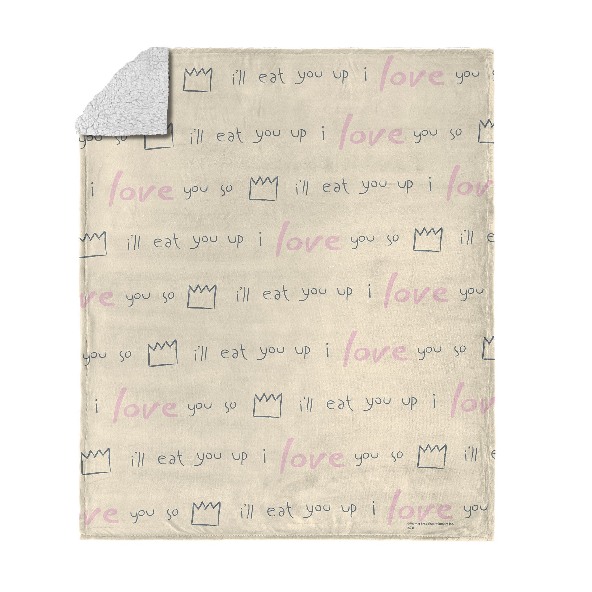 Warner Bros. Where the Wild Things Are We'll Eat You Up Silk Touch Sherpa Throw Blanket 50x60 Inches, TAN, hi-res image number 0