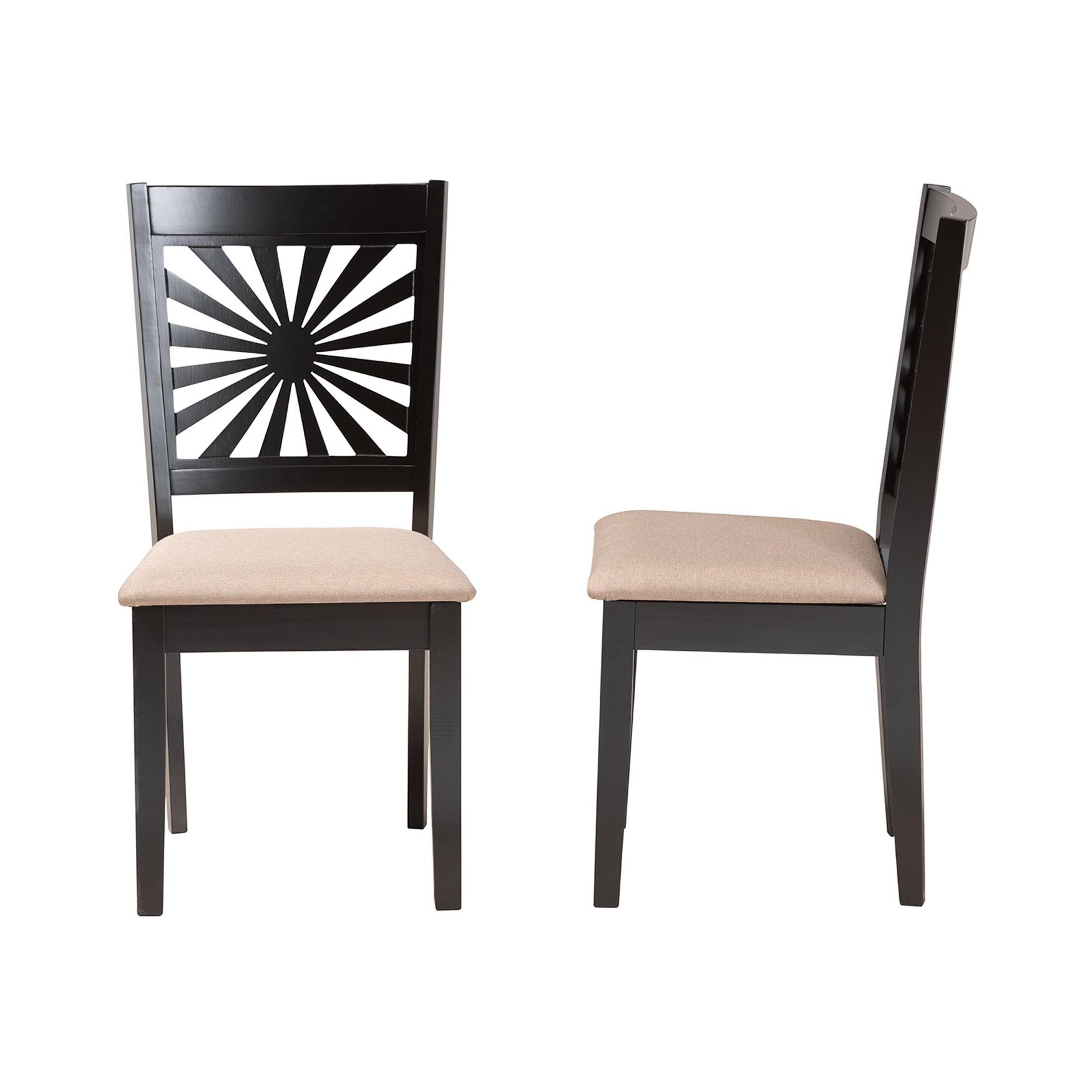 Olympia Modern Beige Fabric And Espresso Brown Finished Wood Dining Chair, , alternate image number 2