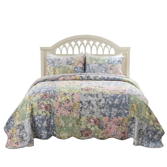 Emma Traditional Patchwork Quilt And Pillow Sham Set, , alternate image number null