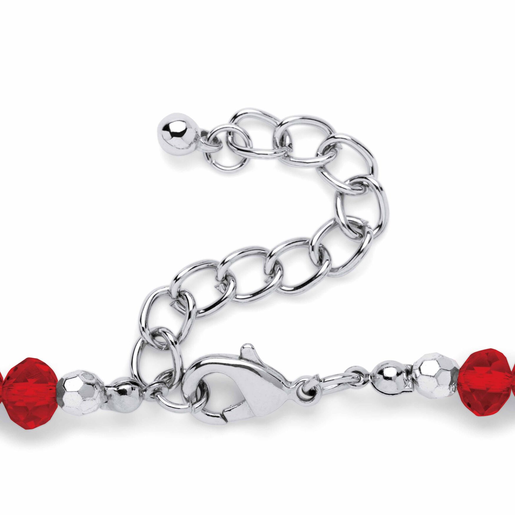 Silver Tone Graduated Necklace & Earring Set Simulated 18 inches plus 2 inches ext, , on-hover image number 1