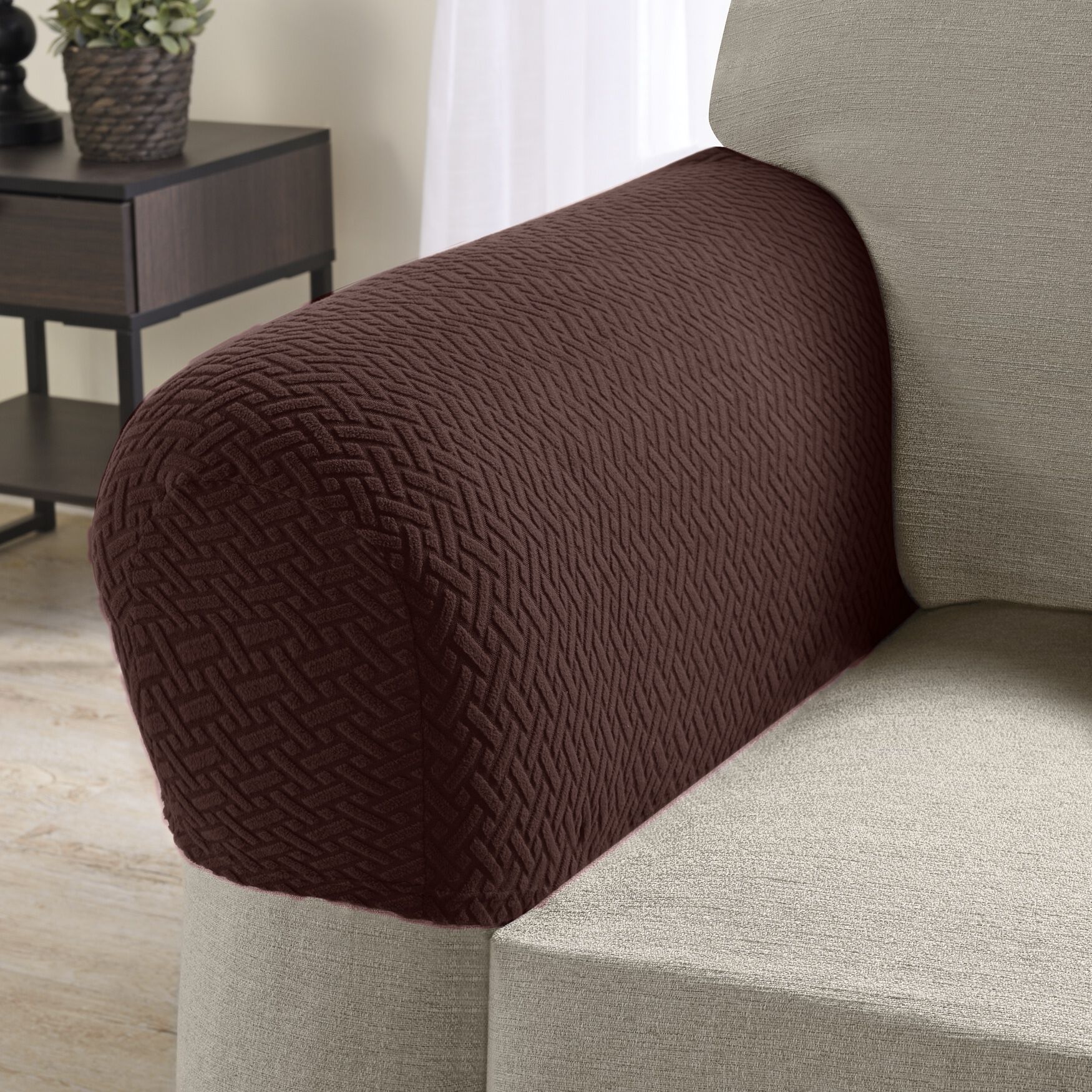 Mason Arm Chair Covers, CHOCOLATE, hi-res image number 0