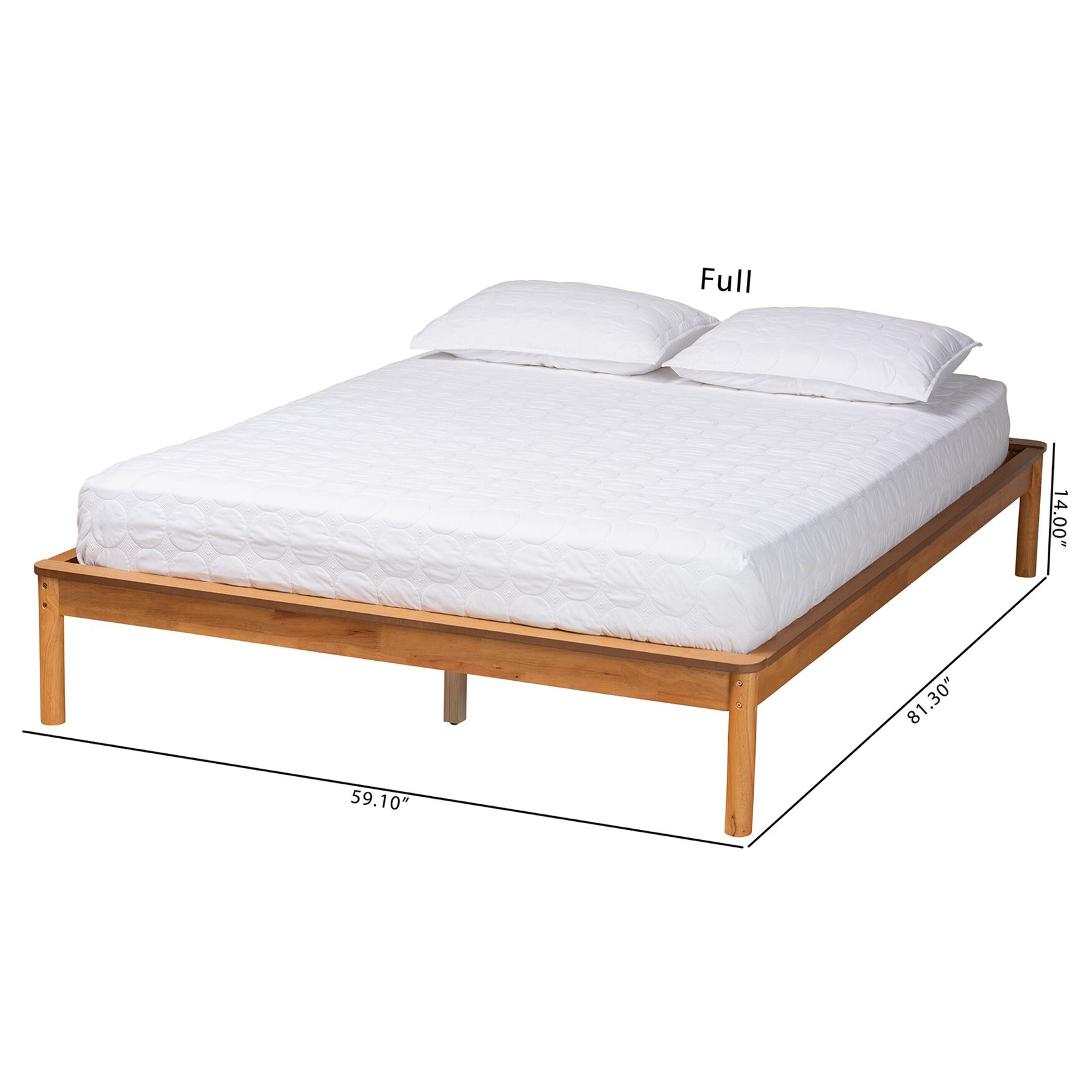 Efren Mid-Century Modern Honey Oak Finished Wood Full Size Bed Frame, , alternate image number 7