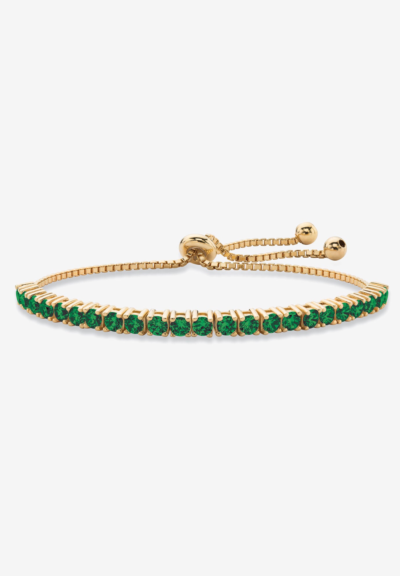Gold-Plated Bolo Bracelet, Simulated Birthstone 9.25 inches Adjustable, MAY, hi-res image number 0