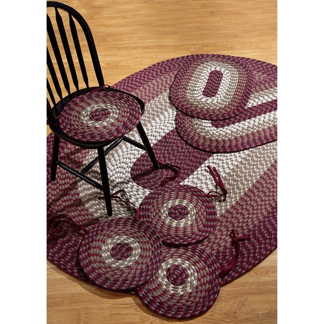 Alpine Braid Collection Offers Great Value Reversible Indoor Area Rug, 7 Piece Set , BURGUNDY STRIPE, hi-res image number null