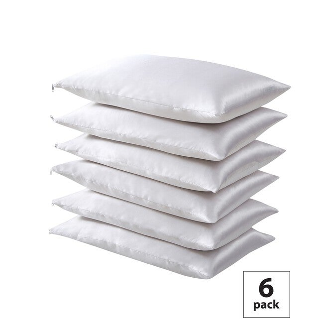 Fresh Ideas Satin Hair Keeper 6-Pack Pillow Protector Set, WHITE, hi-res image number 0