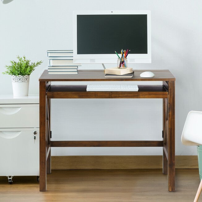 Montego Folding Desk with Pull-Out-Warm Brown, , alternate image number null